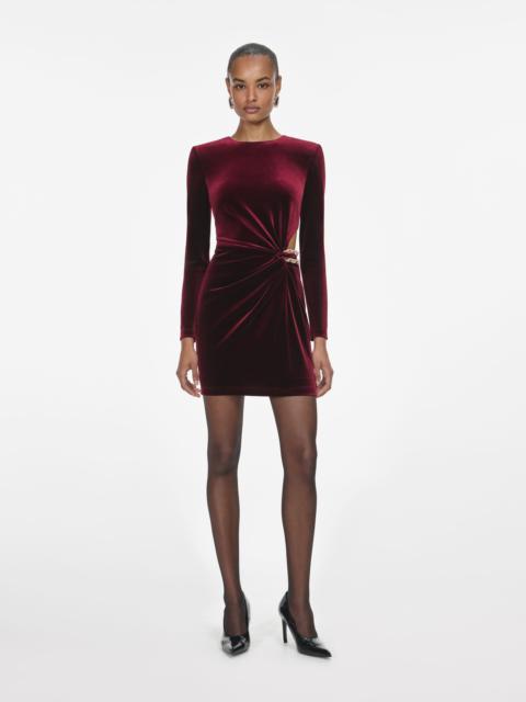 self-portrait Burgundy Velvet Embellished Mini Dress
