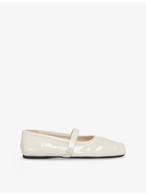 Marni Logo-embossed patent-leather Mary Jane shoes