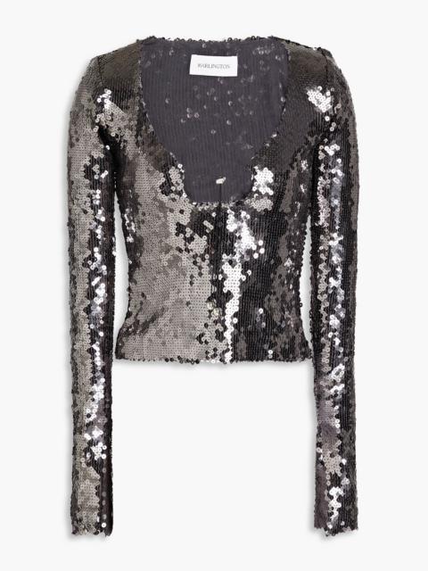 16ARLINGTON Solaris cropped sequined mesh top