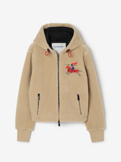 Burberry Cropped EKD Wool Cashmere Blend Fleece