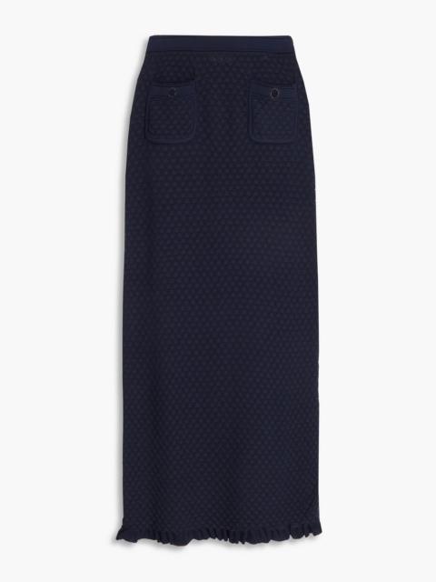 Sandro Ruffled jacquard-knit midi skirt