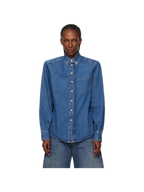 MUGLER Blue Denim Power Shirt
