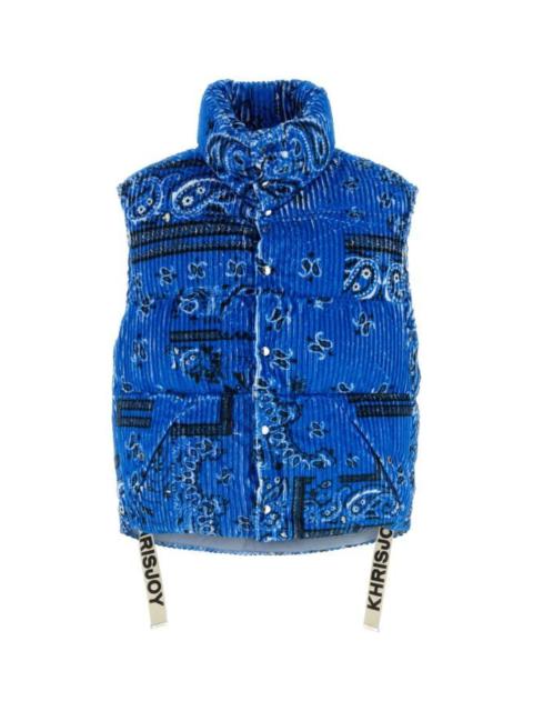 Khrisjoy Khrisjoy Men Printed Corduroy Oversize Sleeveless Down Jacket
