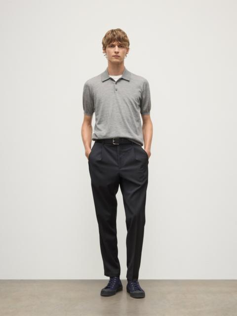 Johnstons of Elgin Fin Grey Superfine Cashmere Polo Shirt