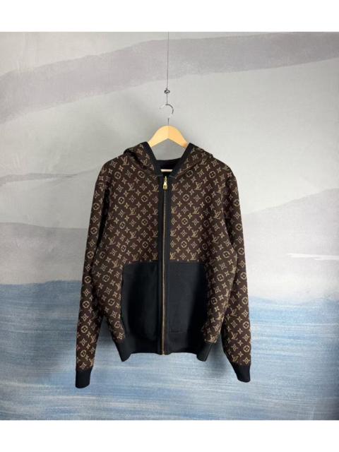 Louis Vuitton Louis Vuitton LV Black and Brown Monogram Reversible Hooded Knit Jacket