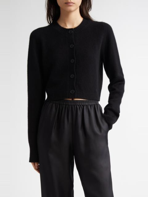 Loulou de Saison LOULOU DE SAISON Zephir Crop Cashmere Cardigan in Black at Nordstrom