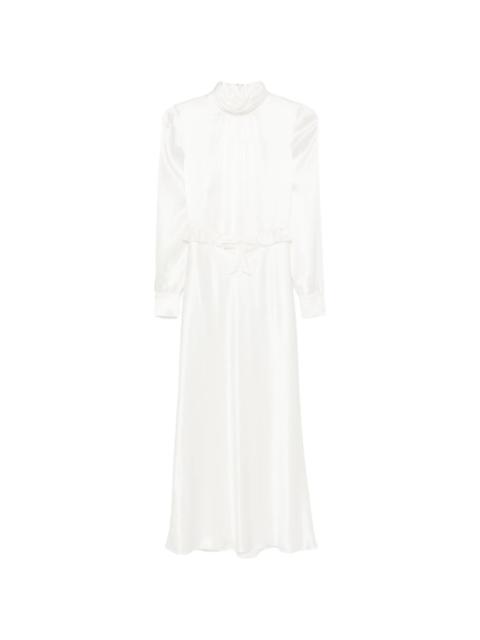 Alessandra Rich Alessandra Rich High-neck Ruffled Silk Midi Dress