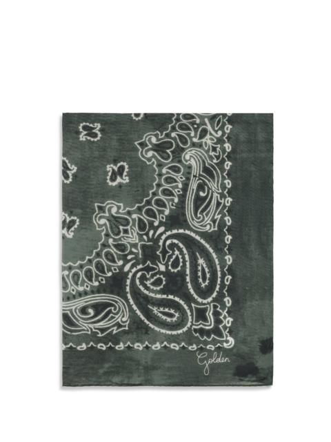 Golden Goose Golden Goose Golden Paisley Silk Scarf Moss Green