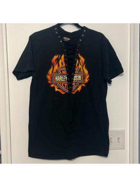 Other Designers Harley-Davidson - Reworked Vintage Harley Davidson Nevada Lace-Up Grommet T-Shirt