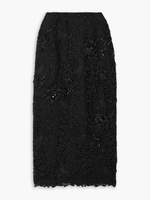 CAROLINA HERRERA Embellished corded lace midi skirt