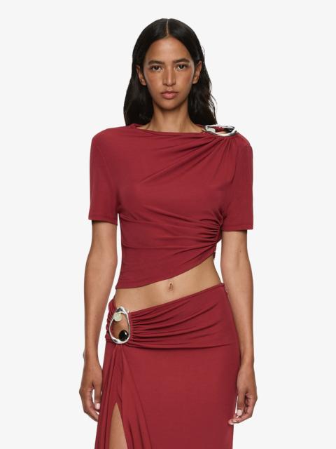 CHRISTOPHER ESBER Orica Crystal Ruched Jersey Tee