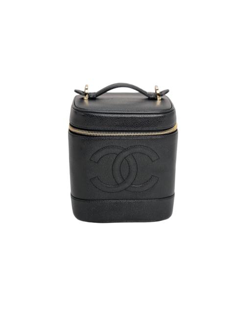 Chanel Vanity Cosmetic Case Black Caviar Leather Bag