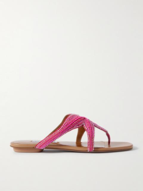 AQUAZZURA Reef Star Bead-embellished Leather Sandals