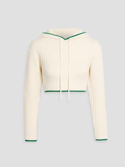 FRAME Cropped cable-knit cashmere and silk-blend hoodie
