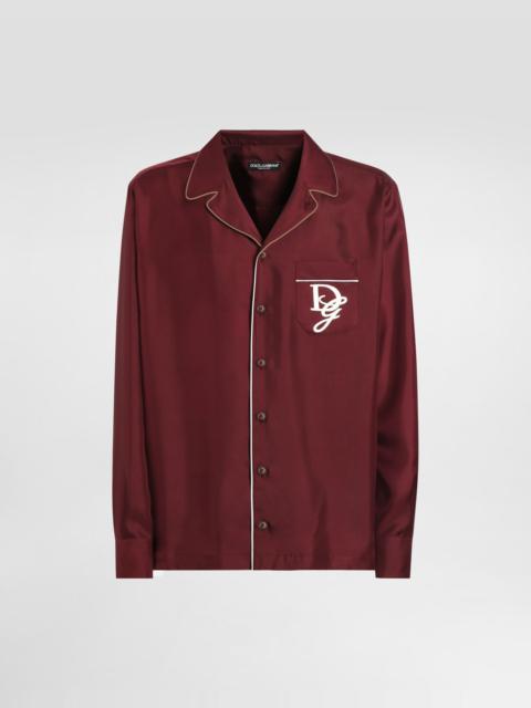 Dolce & Gabbana Silk vanity shirt with logo embroidery