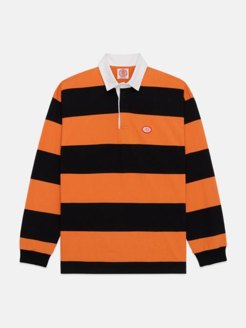 J. PRESS MADE-IN-USA ORANGE GUARD STRIPE J. PRESS SEAL COTTON RUGBY