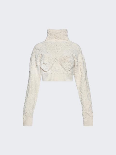 Jean Paul Gaultier Iconic Madonna Cropped Sweater Cream