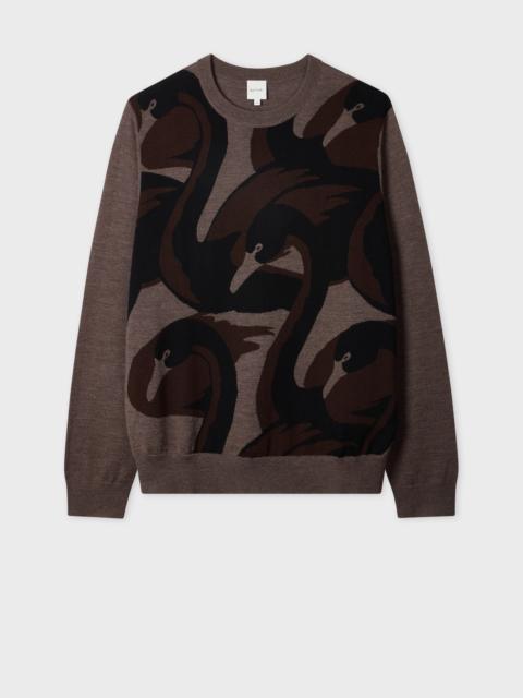 Paul Smith Grey and Brown Merino-Silk 'Swan' Sweater