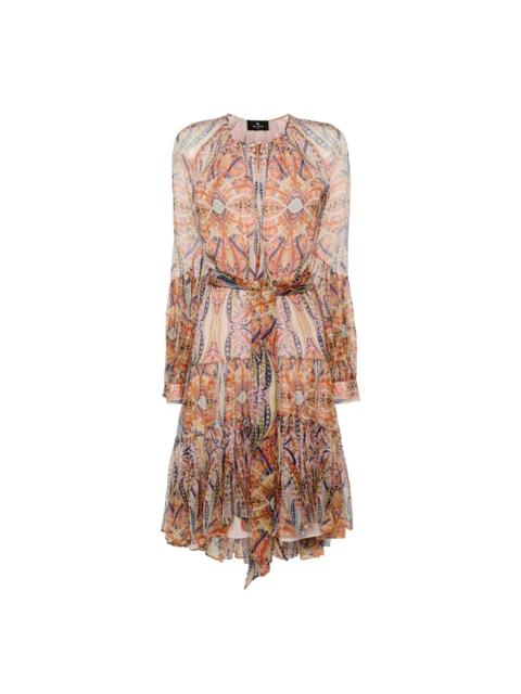 Etro Silk Graphic Print Tiered Dress