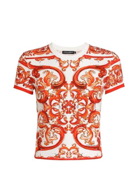 Dolce & Gabbana Dolce & Gabbana Women Jersey T-Shirt With Majolica Print