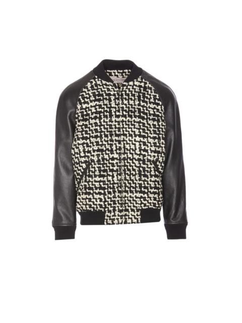 Valentino Valentino Garavani Men Tweed Bomber With Patch Chez Valentino Logo