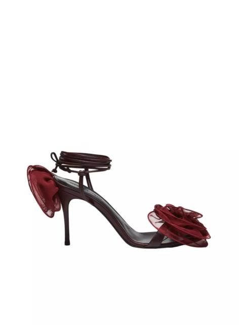 MAGDA BUTRYM MAGDA BUTRYM Burgundy Lthr Dbl Flower 90mm Strappy Sandal