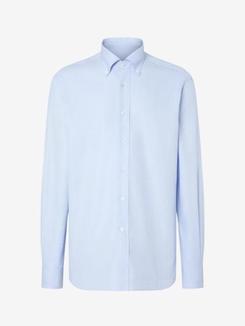 CORNELIANI Light blue royal Oxford cotton shirt