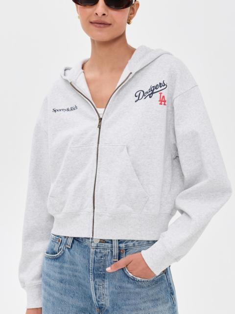 Sporty & Rich LA Dodgers Serif Cropped Zip Hoodie