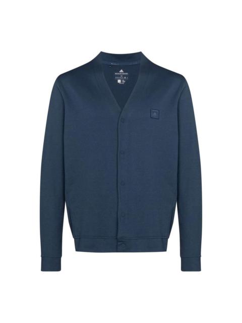 adidas Men's adidas Logo Embroidered V Neck Long Sleeves Knitwear Blue HA9101