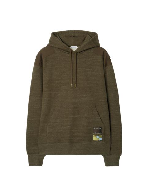 Burberry burberry Landscape Label Cotton Hoodie in Thorn Green Melange at Nordstrom