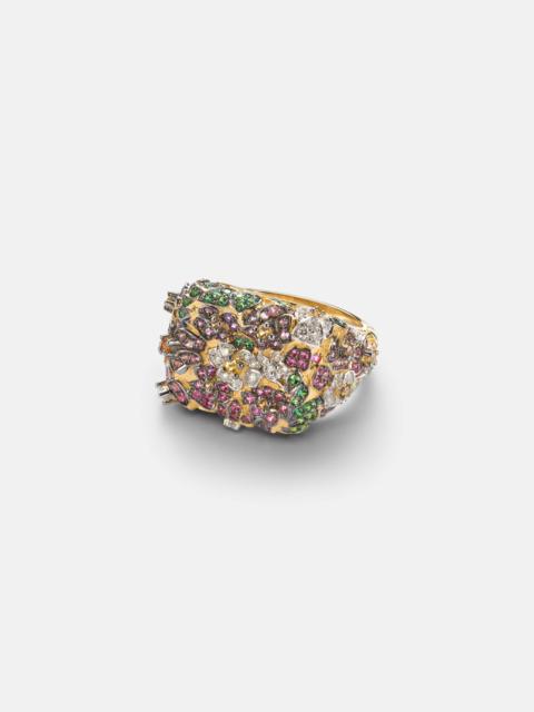 Yvonne Léon Jolie Fleur 9kt gold ring with gemstones