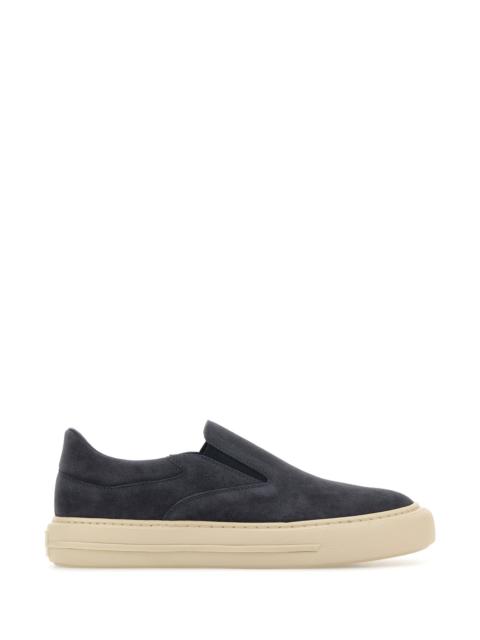 HOGAN Navy blue suede H691 slip ons