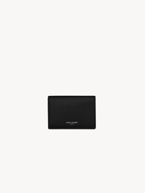 SAINT LAURENT SAINT LAURENT PARIS BUSINESS CARD HOLDER WITH FLAP IN GRAIN DE POUDRE LEATHER