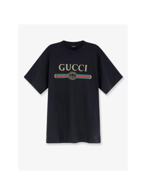 GUCCI GUCCI Web GG Interlocking Black Cotton Blend T-Shirt New & A