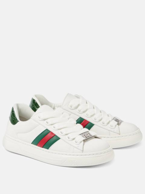 Ace Web Stripe leather sneakers