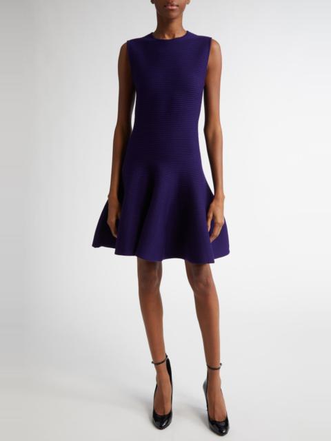 Alaïa Alaïa Rib Wool Blend Skater Minidress in Violet Fonce at Nordstrom