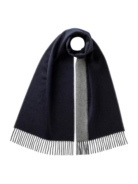 Johnstons of Elgin Contrast Reversible Navy Cashmere Scarf