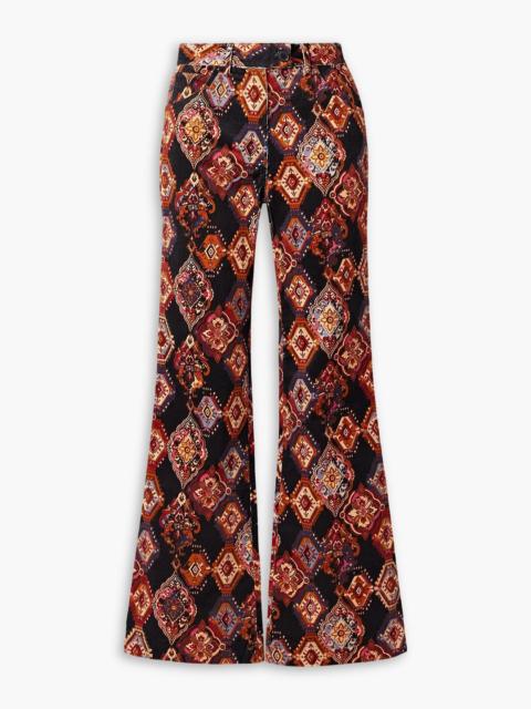 Cara Cara Alfie printed cotton-blend corduroy flared pants