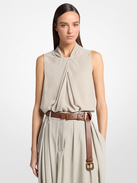 MICHAEL KORS COLLECTION Draped Wool Crepe Sleeveless Blouse