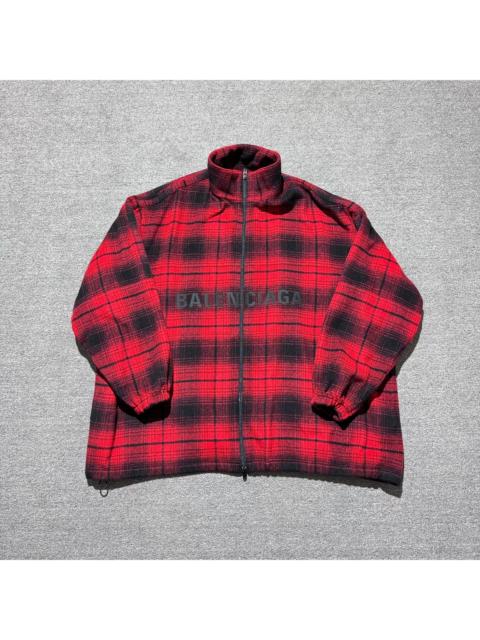 BALENCIAGA Balenciaga Black And Red Plaid Wool Coat