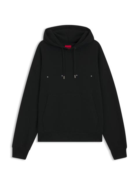 HUGO COTTON-TERRY HOODIE WITH GRAPHIC PRINT AND EMBROIDERED LOGO