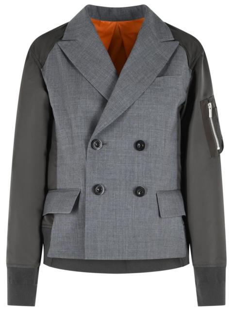 sacai Sacai Wool Blend Blazer Grey Green Women