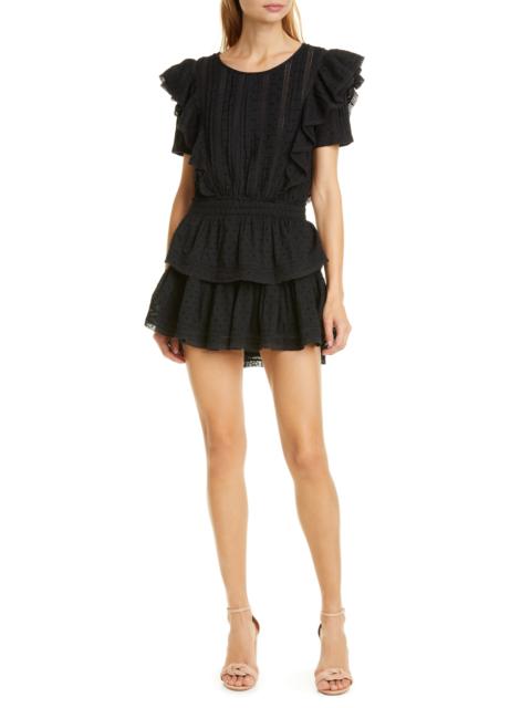 LoveShackFancy LoveShackFancy Natasha Ruffle Tiered Minidress in Black at Nordstrom