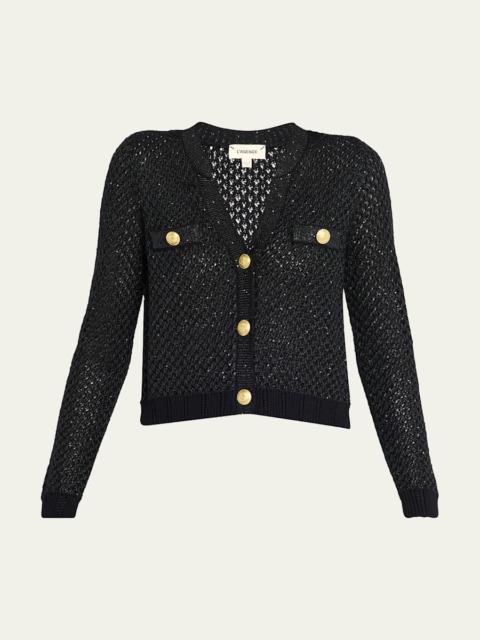 L'AGENCE Blanca Sequined Cropped Cardigan