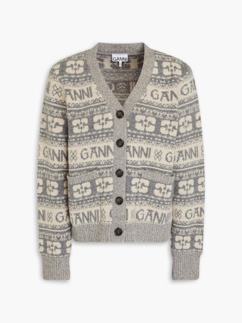 GANNI Jacquard-knit wool-blend cardigan
