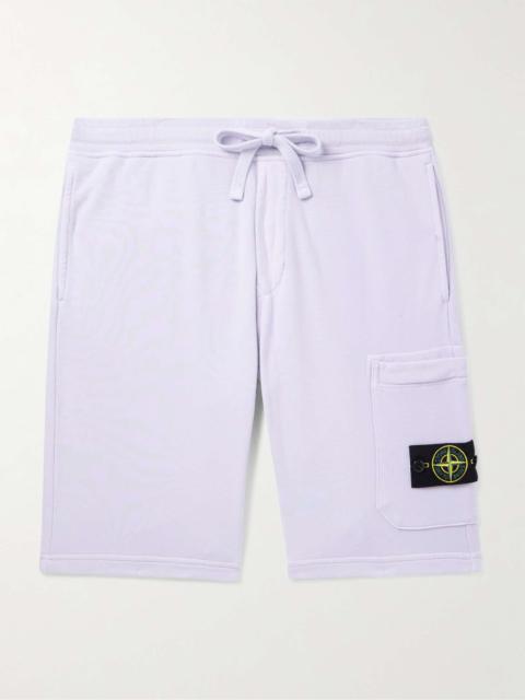 Straight-Leg Logo-Appliquéd Garment-Dyed Cotton-Jersey Drawstring Shorts
