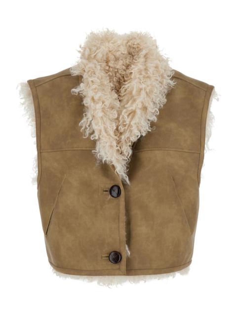Isabel Marant Étoile Isabel Marant Etoile Women Beige Shearling Coat With Reversible Deisgn And Button Closure In Fur Wom