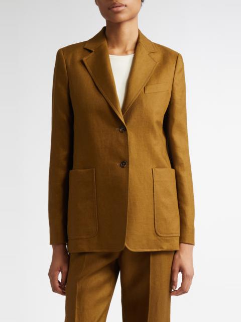 Max Mara Max Mara Guglia Linen Blazer in Olive Green at Nordstrom