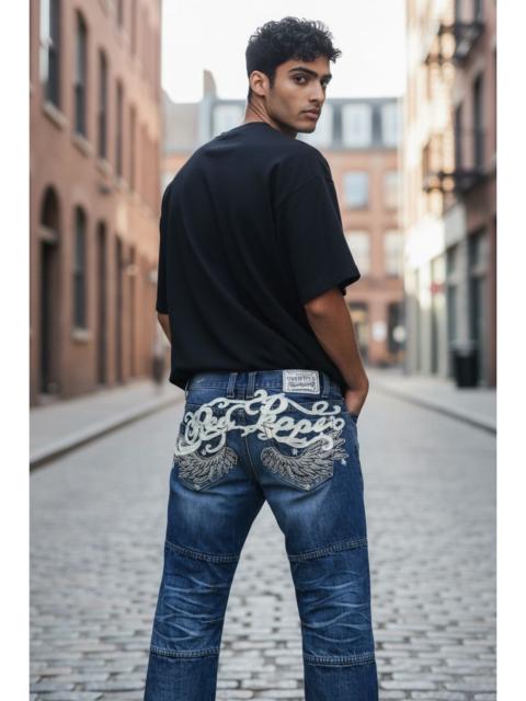 Other Designers Revenge - FYE🔥Vintage RED PEPPER Punk Angel Wings Big Spell-out Jeans