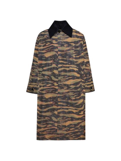 camouflage-print coat